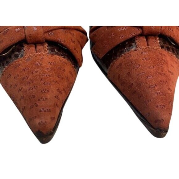 Dolce & Gabbana Womens Pointed Toe Slingback Stiletto Heels Size 38.5 Croc Embos - Picture 3 of 12